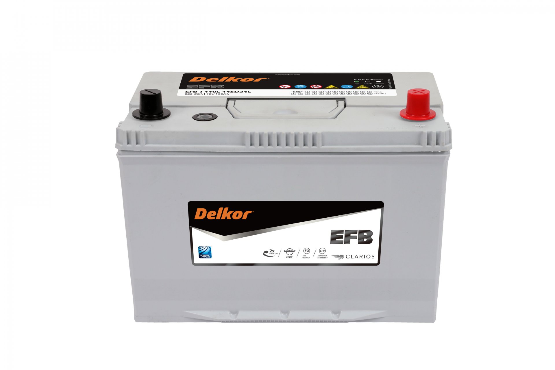 แบตเตอรี่ Delkor EFB T110L (EFB-Enhanced Flooded Battery Type) 12V 90Ah